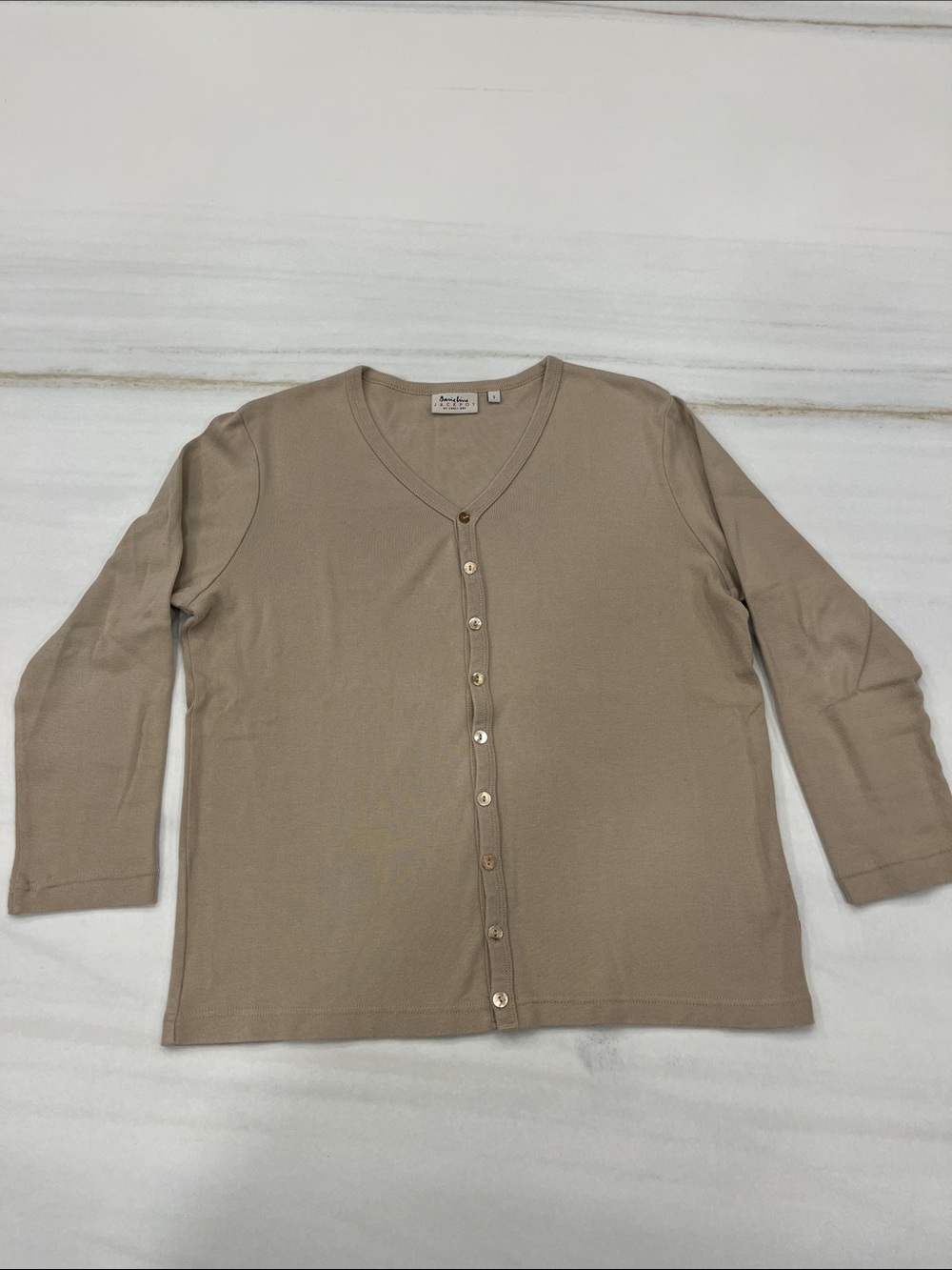 Everyday Button-Front V-Neck Cardigan in Taupe